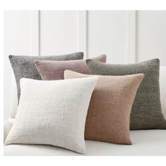 PB Faye Textured Linen Floor Pillow Cover, 30” x 30” Ivory - Picture 2 of 7